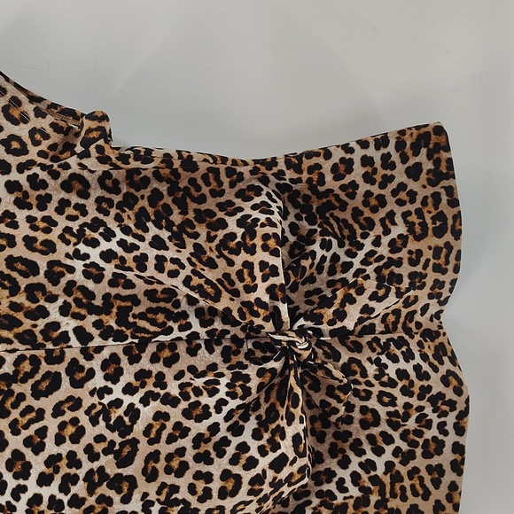 Ann Taylor Petite Leopard Pullover Blouse With Front Tie *Read Below* LP - Picture 3 of 7